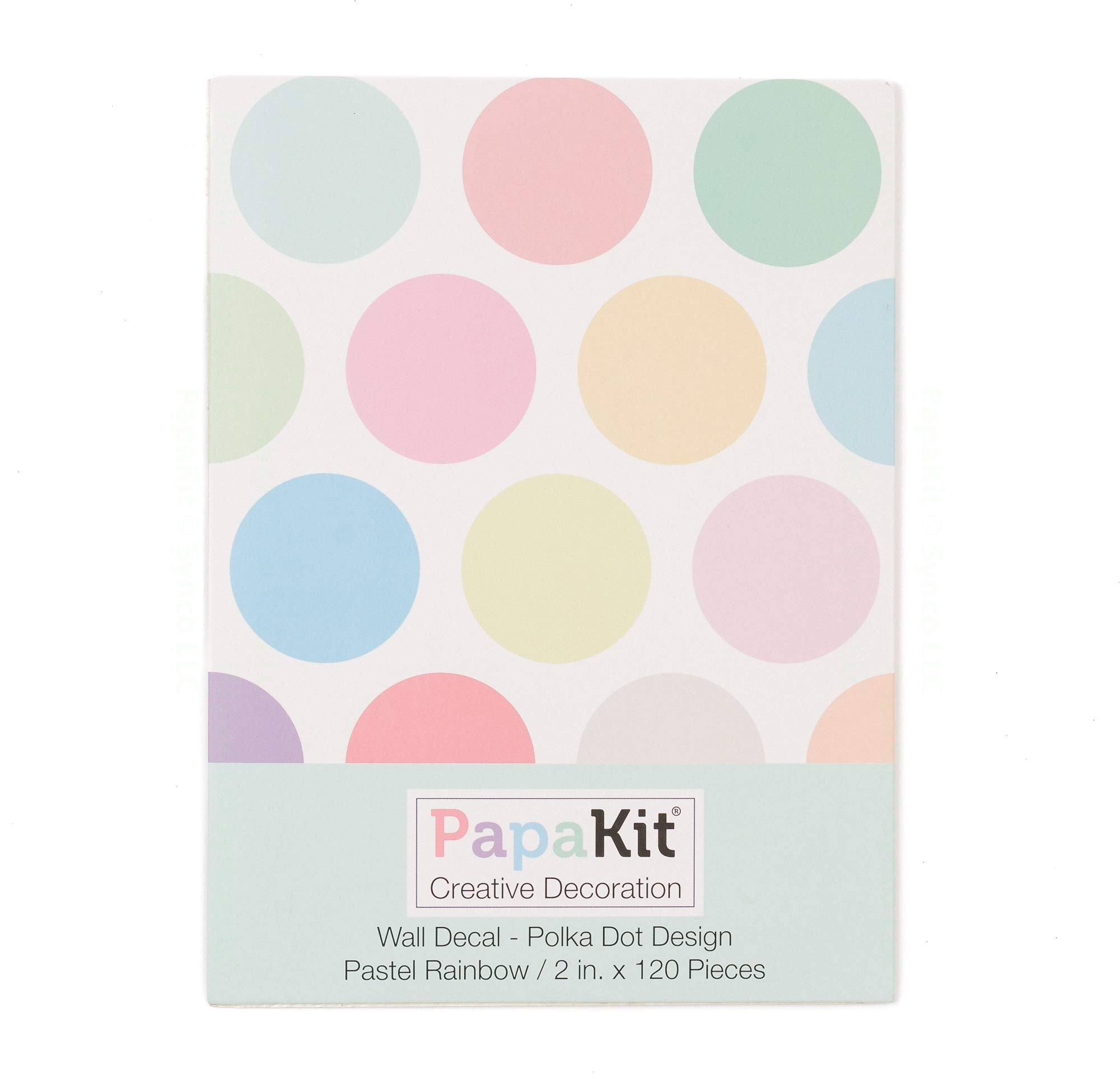 PapaKit Large Round Polka Dot Confetti Wall Decal Baby Nursery Child Kid Boy Girl Bedroom Home Decor | Creative Art Design Pattern | Safe Removable Adhesive (Pastel Rainbow, 2 Inches x 120 Pieces)