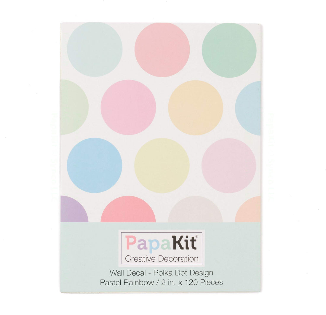 PapaKit Large Round Polka Dot Confetti Wall Decal Baby Nursery Child Kid Boy Girl Bedroom Home Decor | Creative Art Design Pattern | Safe Removable Adhesive (Pastel Rainbow, 2 Inches x 120 Pieces)