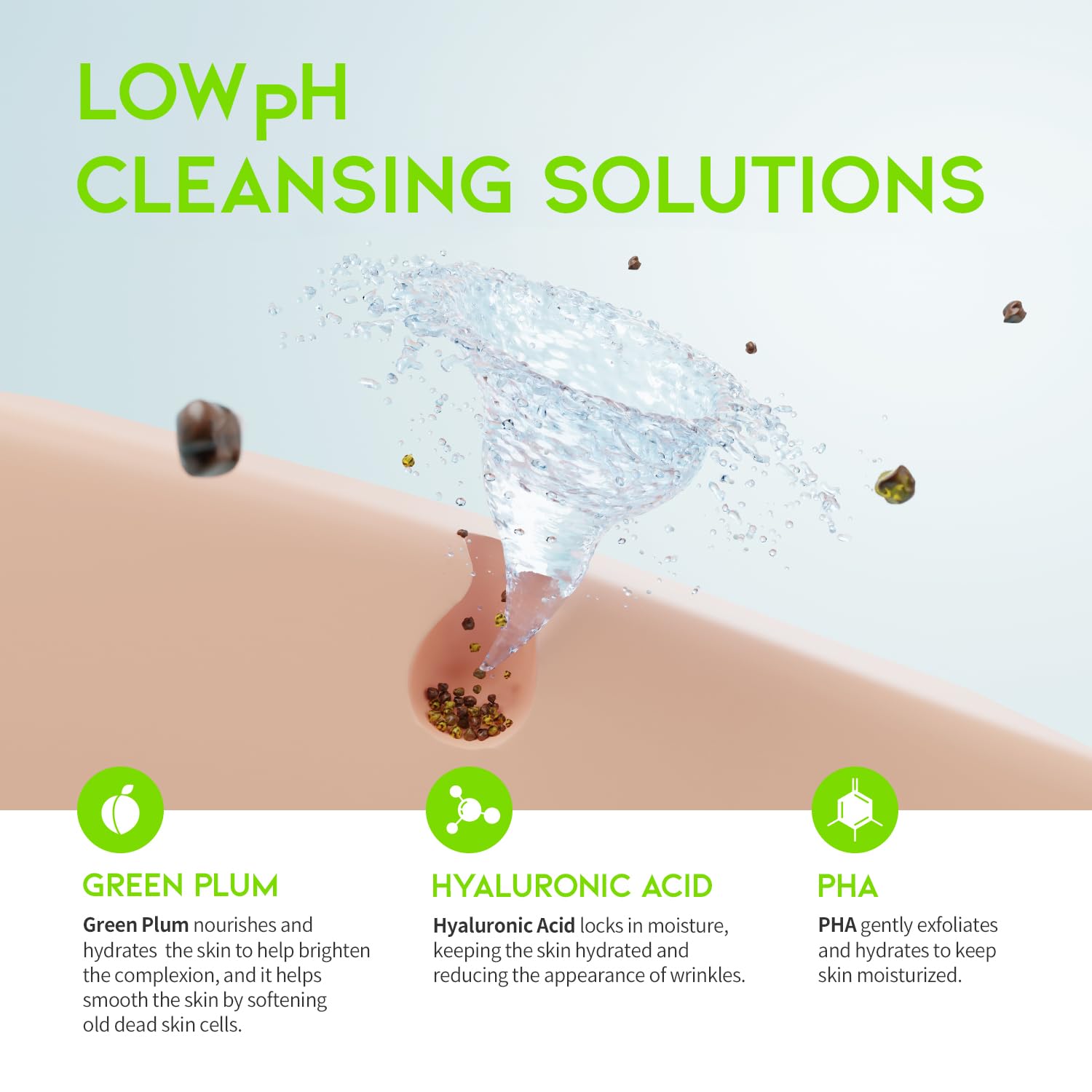 #OOTD Hydrating Facial Cleanser, Gentle Soothing Korean Cleanser Face Wash for Acne-prone Sensitive Skin. Green Plum Low pH Cleansing Gel 200ml 6.76 Fl. Oz.