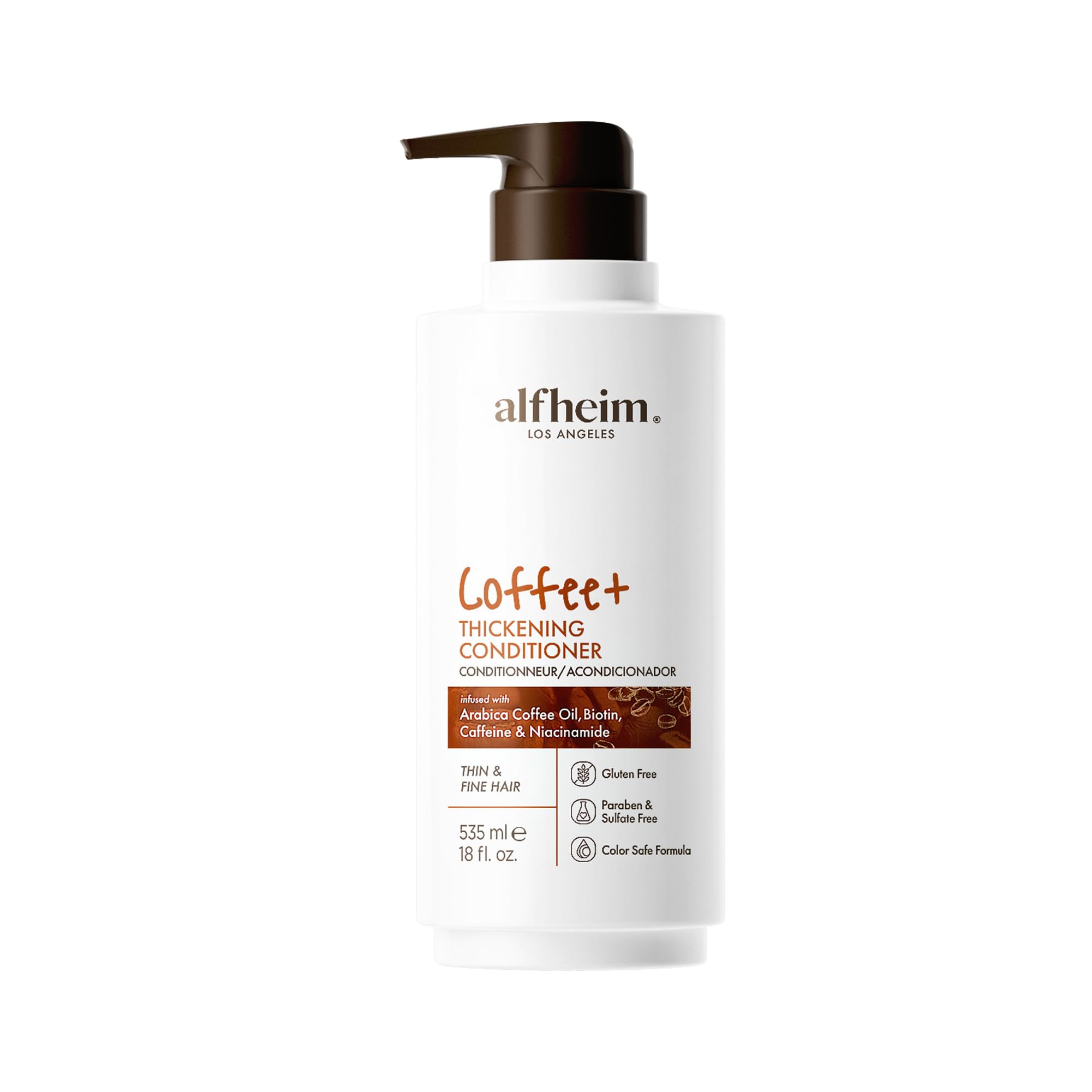 ALFHEIM Coffee+ Thickening Conditioner | Infused with Arabica Coffee Oil, Caffeine & Niacinamide | Hair Strengthening & Thickening for Thin, Fine Hair | Silicone-Free, Safe for Color-Treated Hair