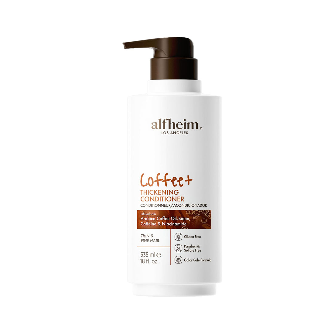 ALFHEIM Coffee+ Thickening Conditioner | Infused with Arabica Coffee Oil, Caffeine & Niacinamide | Hair Strengthening & Thickening for Thin, Fine Hair | Silicone-Free, Safe for Color-Treated Hair