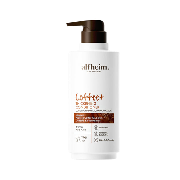ALFHEIM Coffee+ Thickening Conditioner | Infused with Arabica Coffee Oil, Caffeine & Niacinamide | Hair Strengthening & Thickening for Thin, Fine Hair | Silicone-Free, Safe for Color-Treated Hair