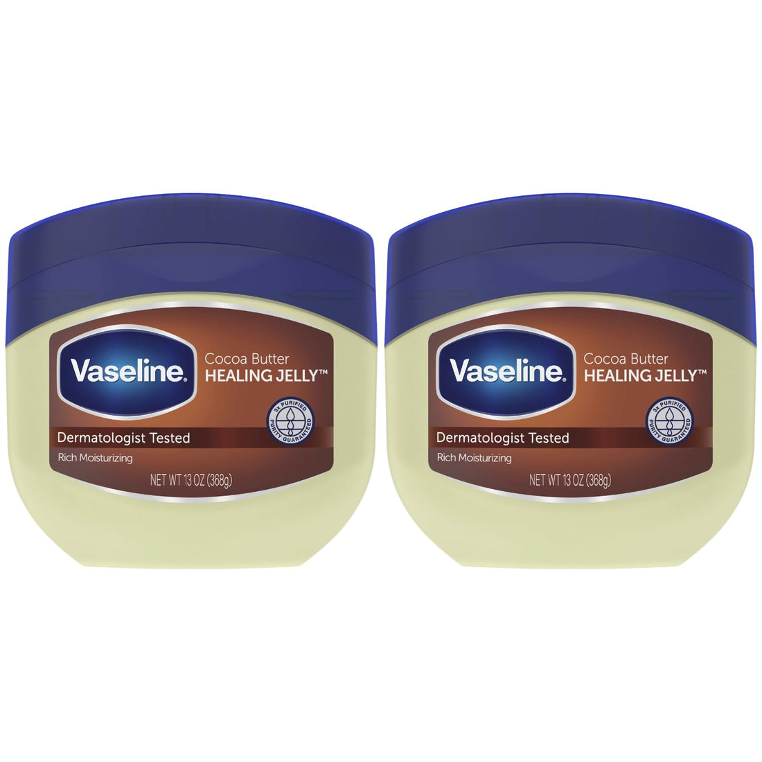 Vaseline Cocoa Butter Healing Jelly - Nourishing Cocoa Butter Petroleum Jelly Moisturizer for Dry Skin Care and Glowing Skin, Scented, 13 Oz (Pack of 2)