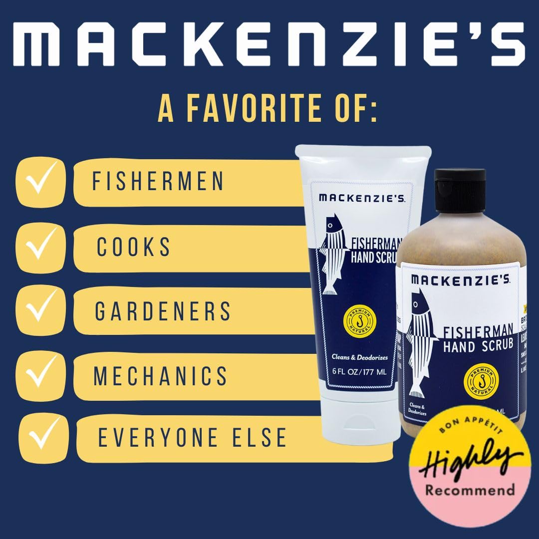 MacKenzie's Fisherman Hand Scrub - Gifts for Men - Gifts for Fisherman - Gifts for Cooks - Gifts for Gardeners - Cleansing & Deodorizing Hand Cleaner - 6 oz.