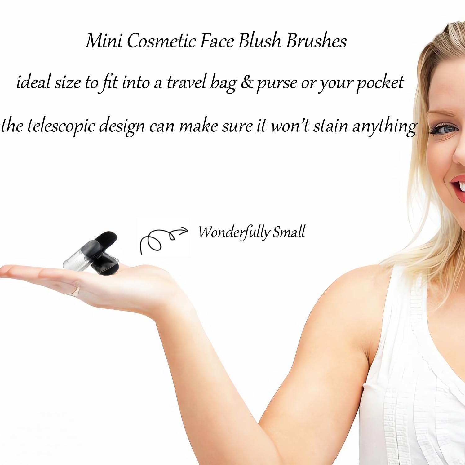 Bling Toman Mini Blush Brush Flat Telescope Brush Retractable Travel Makeup Brush for Mineral Powder,Contouring, Bronzer, Loose Powder,Sunscreen, Cream Foundation or Liquid Cosmetics (1 pcs)