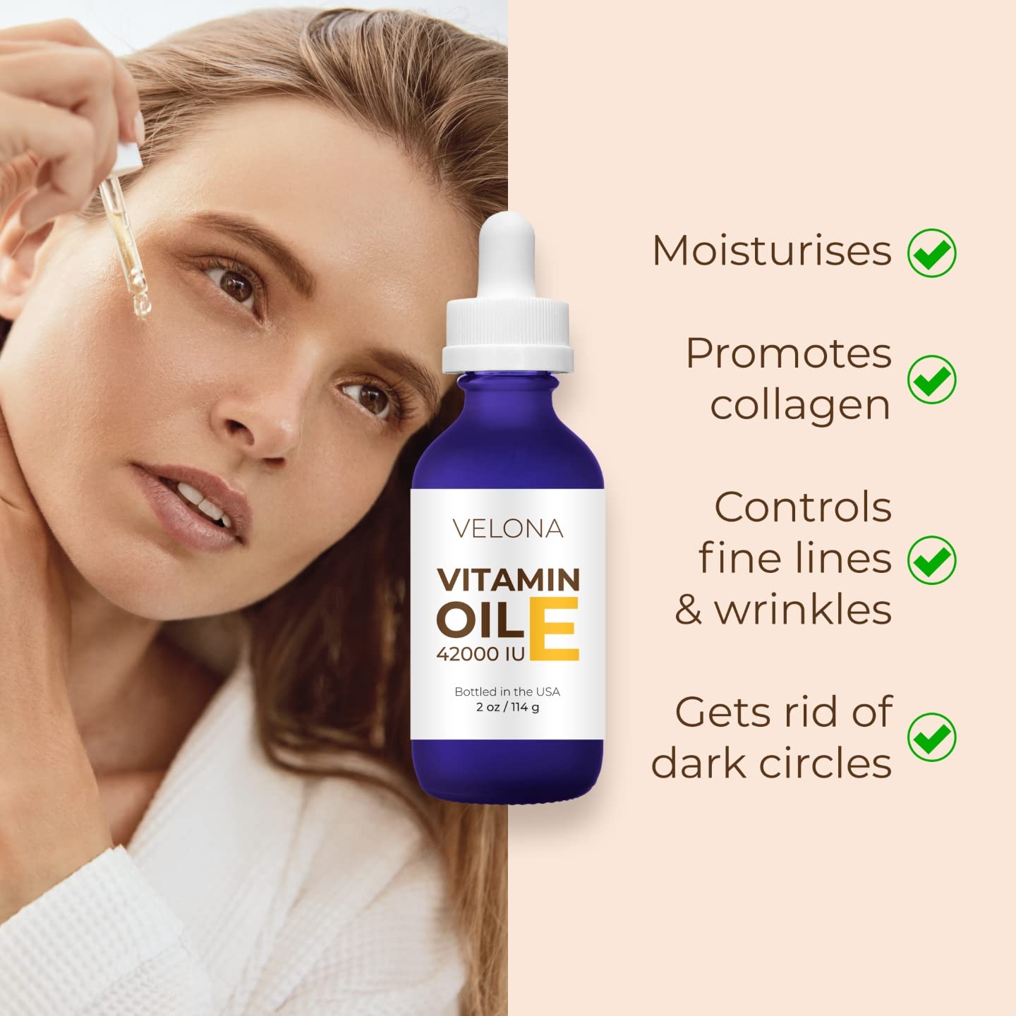 Vitamin E Oil - 2 oz | 42,000 IU | 100% Pure & Natural | for Face, Hair, Body, Skin Care, Stretch Marks, Nails, Cuticles, Scars | Food & Cosmetic Grade | Moisturizing Hexane Free…