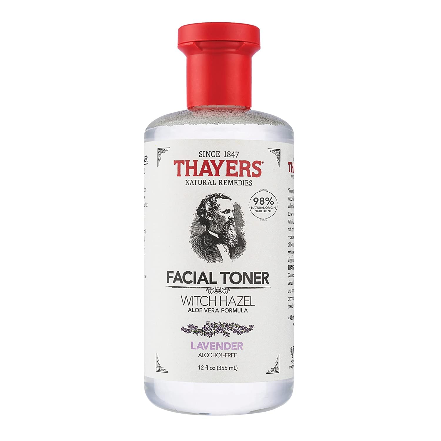 Thayers Alcohol-Free Witch Hazel with Organic Aloe Vera Formula Toner, Lavender 12 oz (Pack of 2)