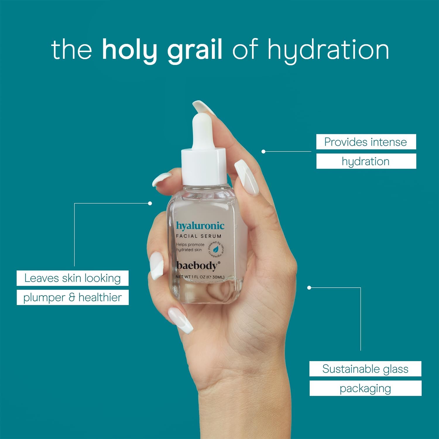 Baebody Hyaluronic Acid Serum for Face, Professional Anti-Aging Topical Facial Serum w Vitamin C & Vitamin E, Reduces Wrinkles & Fine Lines for Radiant and Younger Looking Skin, 1oz