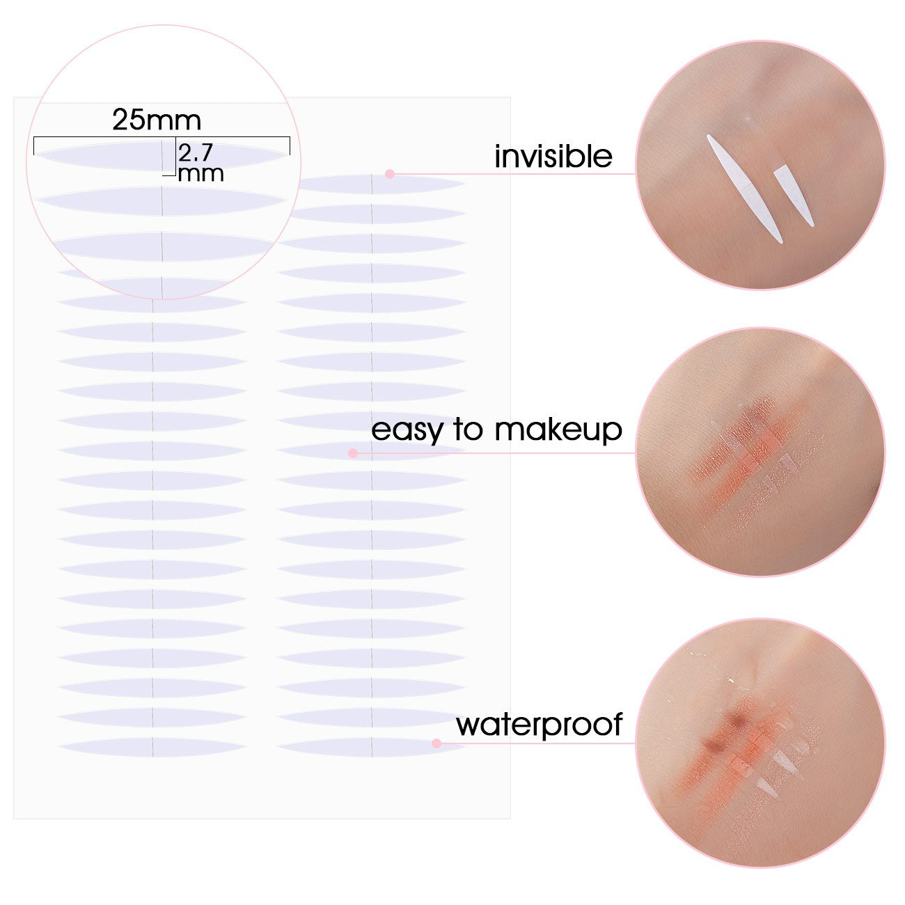 3 Packs Ultra Invisible Two-Sided Sticky Double Eyelid Tapes Stickers, Medical-use Adhesive Fiber, Instant Eyelid Lift Without Surgery Perfect for Heavy Saggy, Hooded, Droopy, Uneven, Mono-eyelids