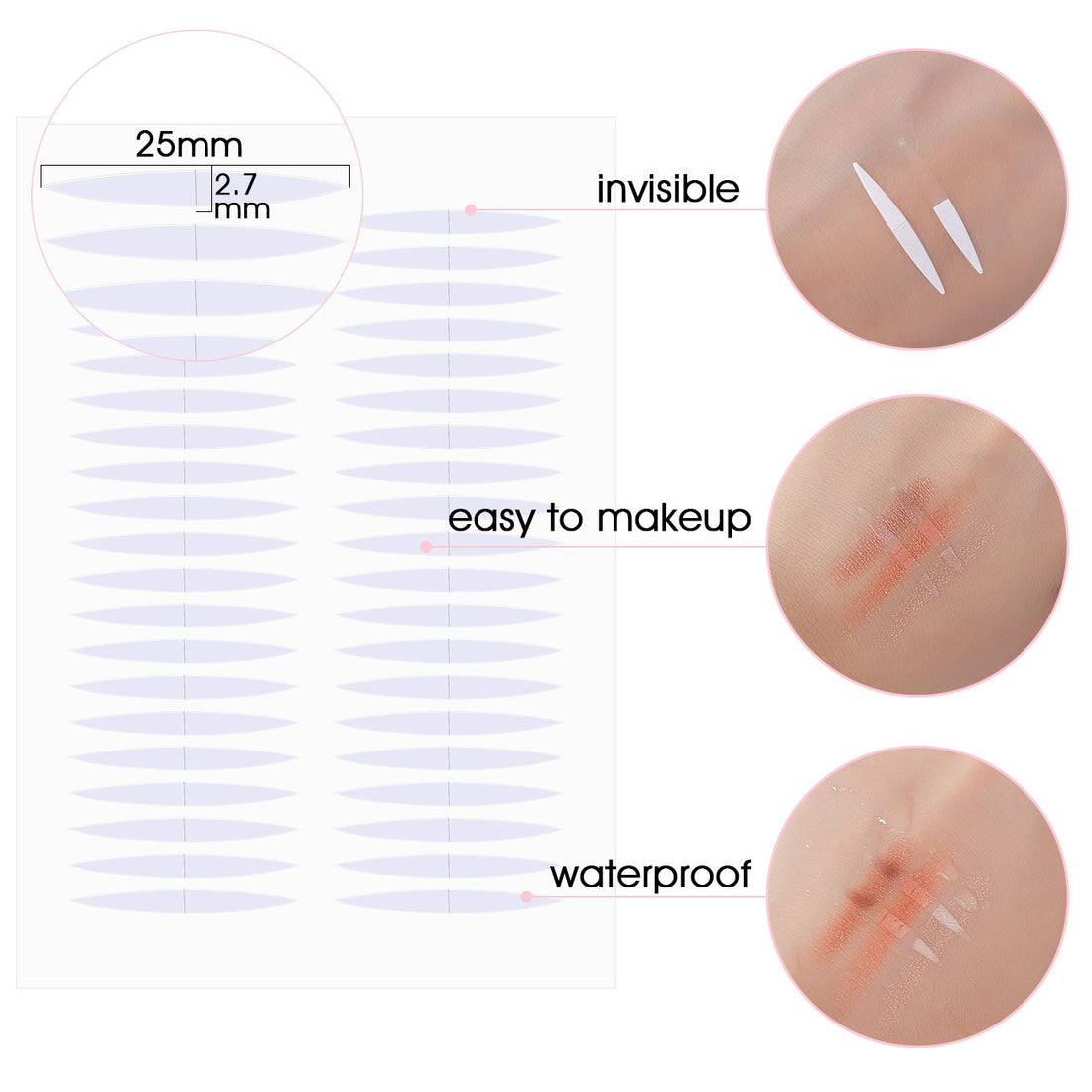 3 Packs Ultra Invisible Two-Sided Sticky Double Eyelid Tapes Stickers, Medical-use Adhesive Fiber, Instant Eyelid Lift Without Surgery Perfect for Heavy Saggy, Hooded, Droopy, Uneven, Mono-eyelids