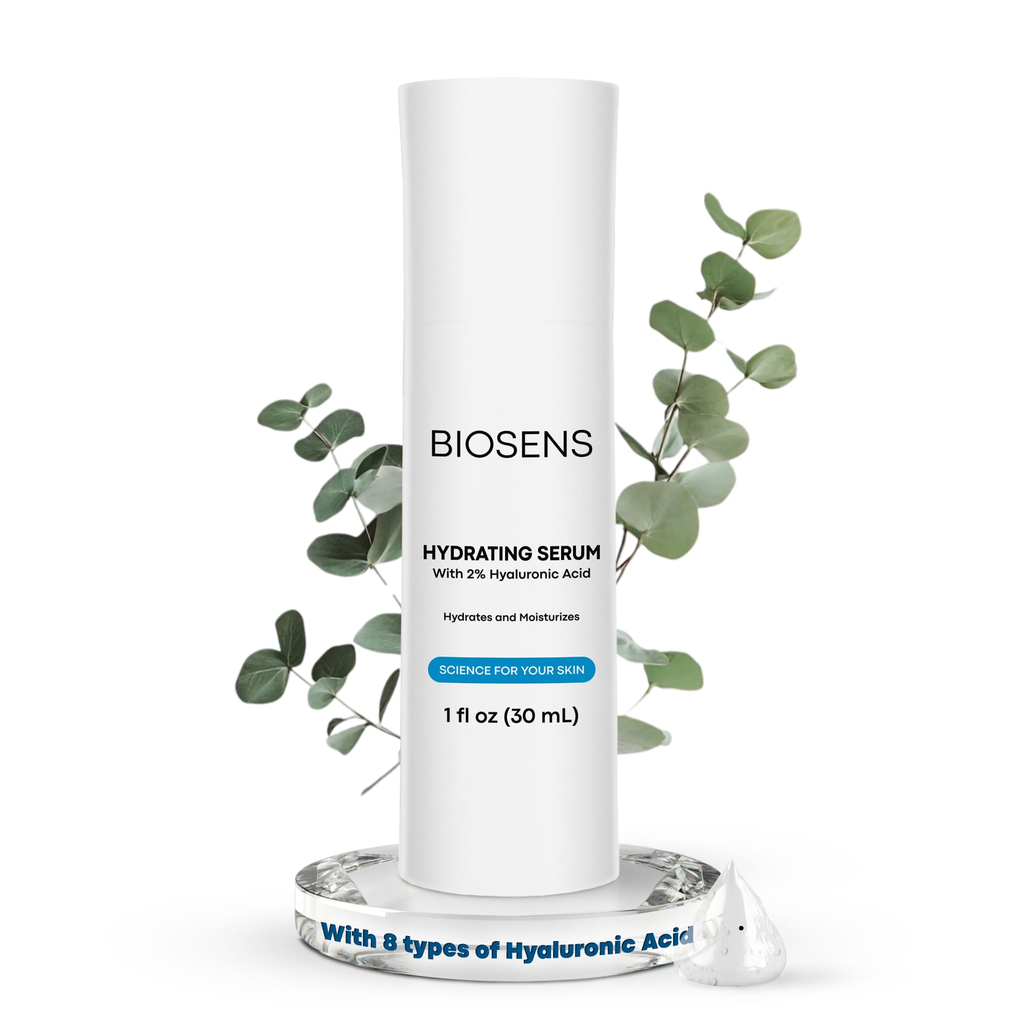 BIOSENS Hyaluronic Acid Serum, Hyaluronic Acid 2%, Face Moisturizer, Reduces Wrinkles, Repairs Skin Barrier, Improves Skin Elasticity. Airless Pump 1 fl oz