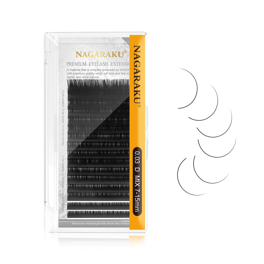 NAGARAKU Eyelash Extensions Individual Lashes 0.03mm D curl 7-15mm Mix Tray Classic Mega Volume Matte Black Soft Natural 16 rows