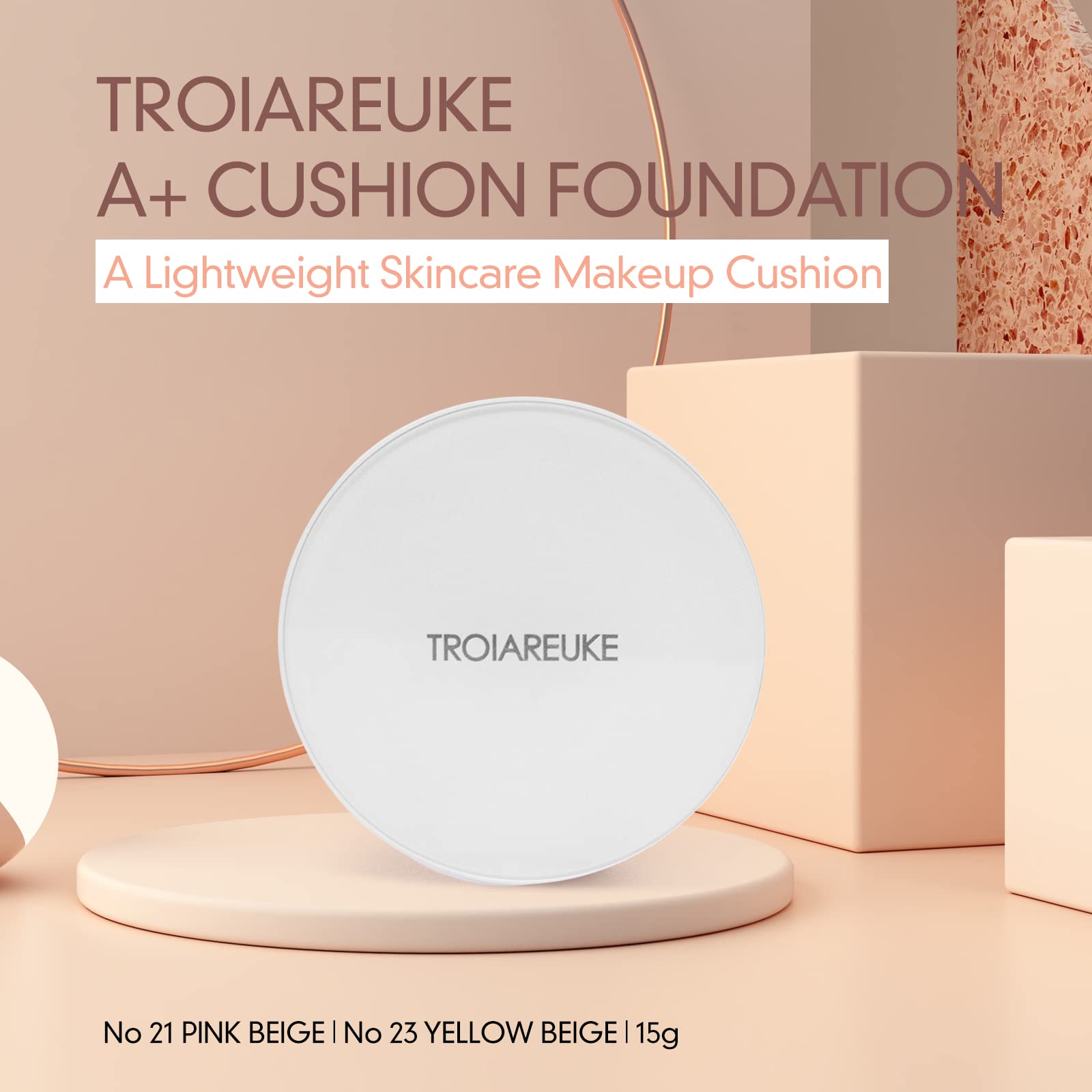 TROIAREUKE A+ Cushion Foundation 23 Beige - SPF50+ PA++++ Healing Skincare Cushion (A+ #23) (Expire Soon Nov)