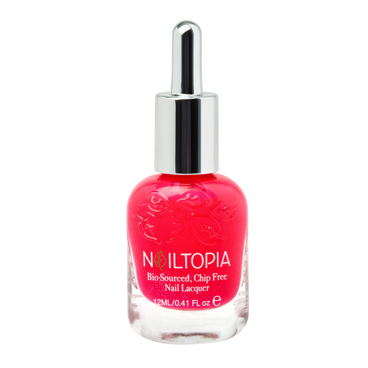Nailtopia - Plant-Based Chip Free Nail Lacquer - Non Toxic, Bio-Sourced, Long-Lasting, Strengthening Polish - You Got This Babe (Bright Pink With Subtle Blue Shimmer) - 0.41oz