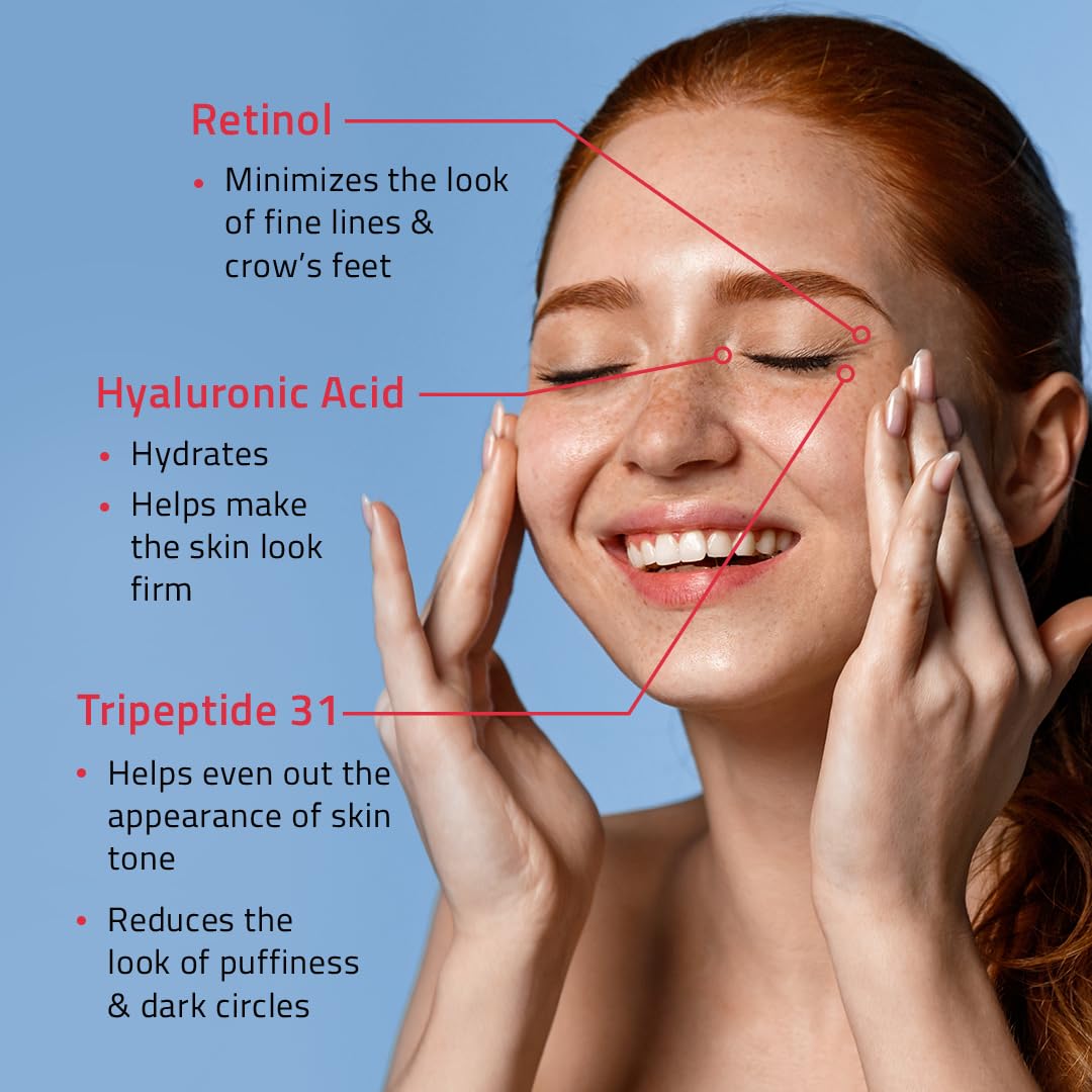 Retinol Eye Cream 2.5% from YEOUTH Boosted w/Retinol, Hyaluronic Acid, Caffeine, Green Tea, Anti Wrinkle, Anti Aging, Firm Skin, Even Skin Tone, Moisturize and Hydrate - Guaranteed