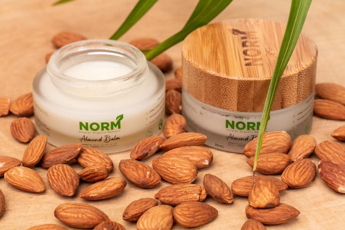 Natural Organic Matters Almond Hand & Body Balm With 100% Natural Ingredients, Eco-Friendly Recyclable Glass Container With Bamboo Lid, Cruelty-Free - 30ml