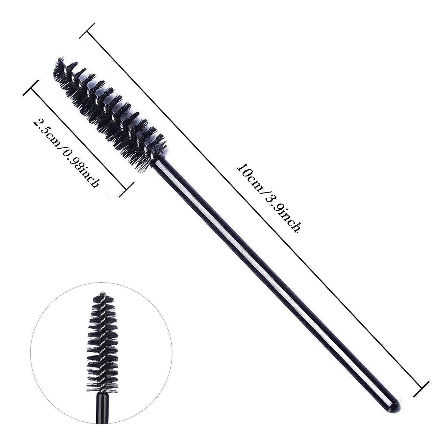 GUMIKE 100 Pcs Disposable Eyelash Mascara Brushes for Eye Lashes Extension Eyebrow and Makeup (Black)