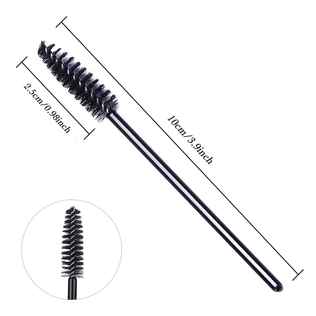 GUMIKE 100 Pcs Disposable Eyelash Mascara Brushes for Eye Lashes Extension Eyebrow and Makeup (Black)