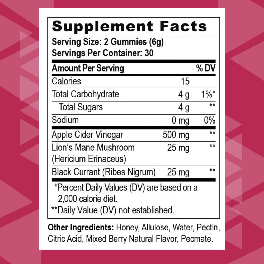 Youngevity Apple Cider Vinegar Gummies 500mg w/Raw ACV from The Mother, Detox Cleanse and Support Immunity, - 60 Gummy Vitamins