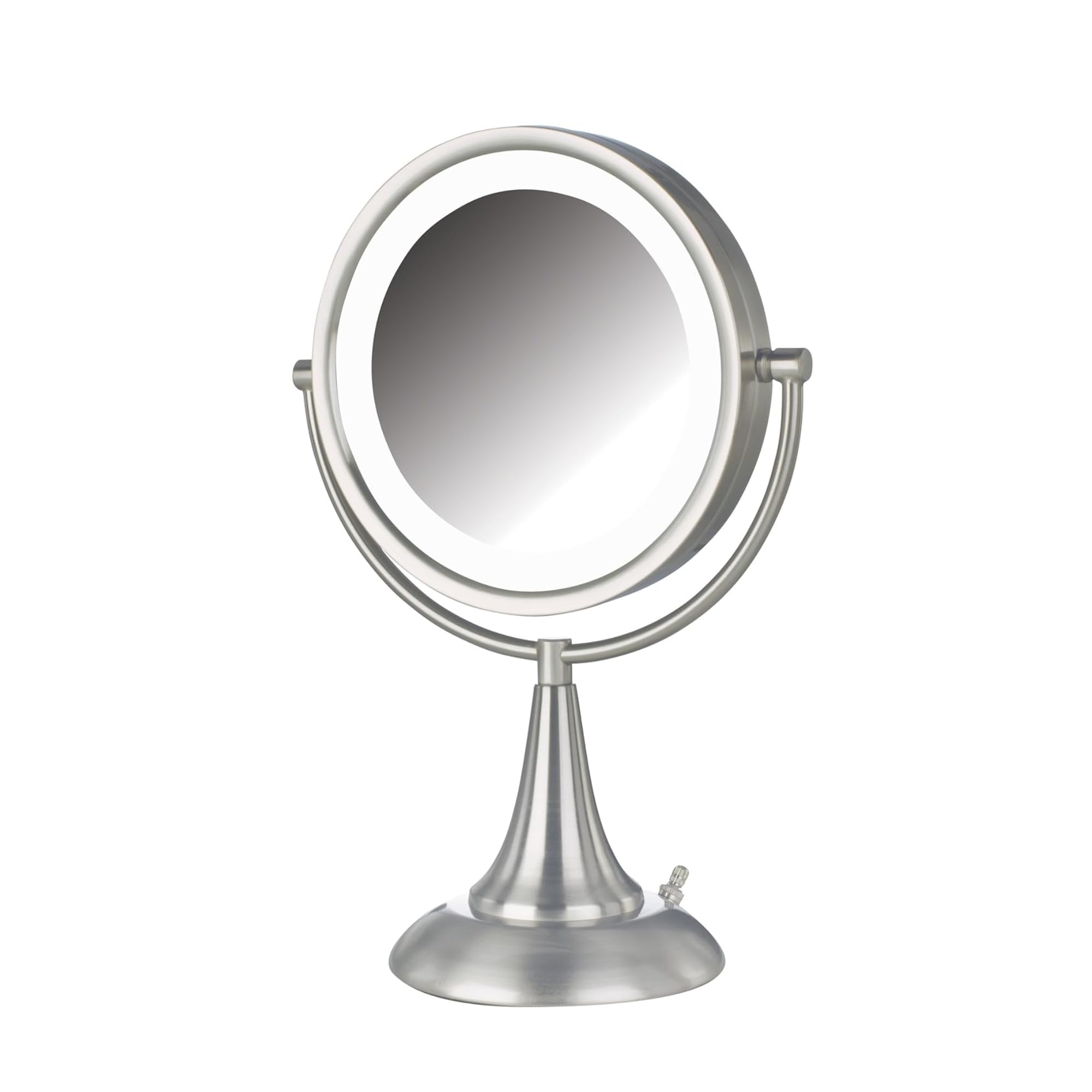 Jerdon HL8510NL 8.5-Inch Tabletop Two-Sided Swivel LED Lighted Vanity Mirror with 8x Magnification, Nickel Finish