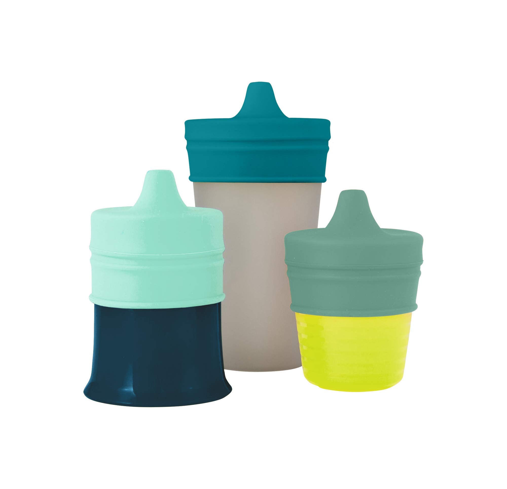 Boon Snug Silicone Sippy Cup Lids - Convert Any Kids Cups or Toddler Cups into Soft Spout Sippy Cups - Toddler Feeding Supplies and Travel Essentials - Green - 3 Count