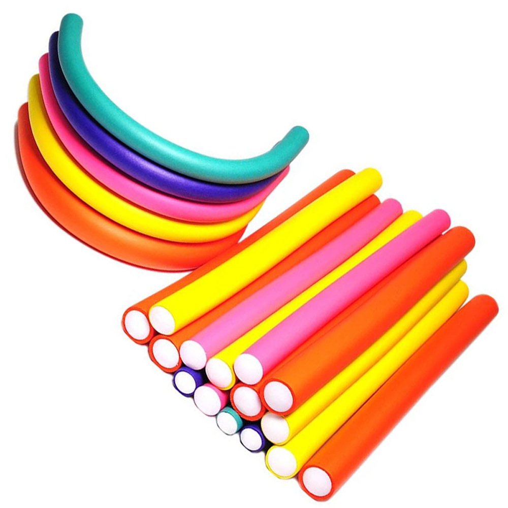 Pinkiou 42 Pieces 7 Sizes Flexible Curling Rods Twist-flex Rods Flex Hair Curler Roller Set Hair Foam Curler Roller Set(Random Color)