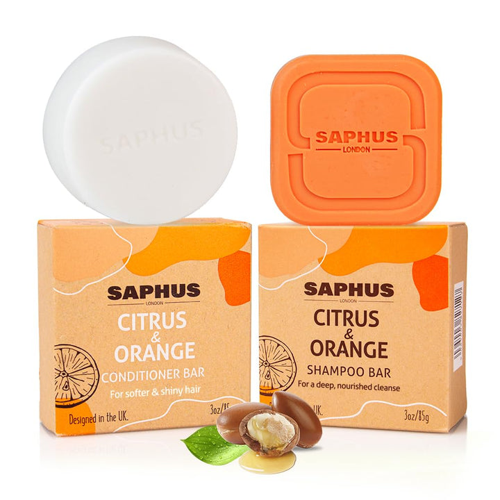 SAPHUS Shampoo Bars and Conditioner Set, Promote Hair Growth, Strengthen & Volumize All Hair Types, Paraben & Sulfate Free, 2pcs (3.2oz +2.5oz)