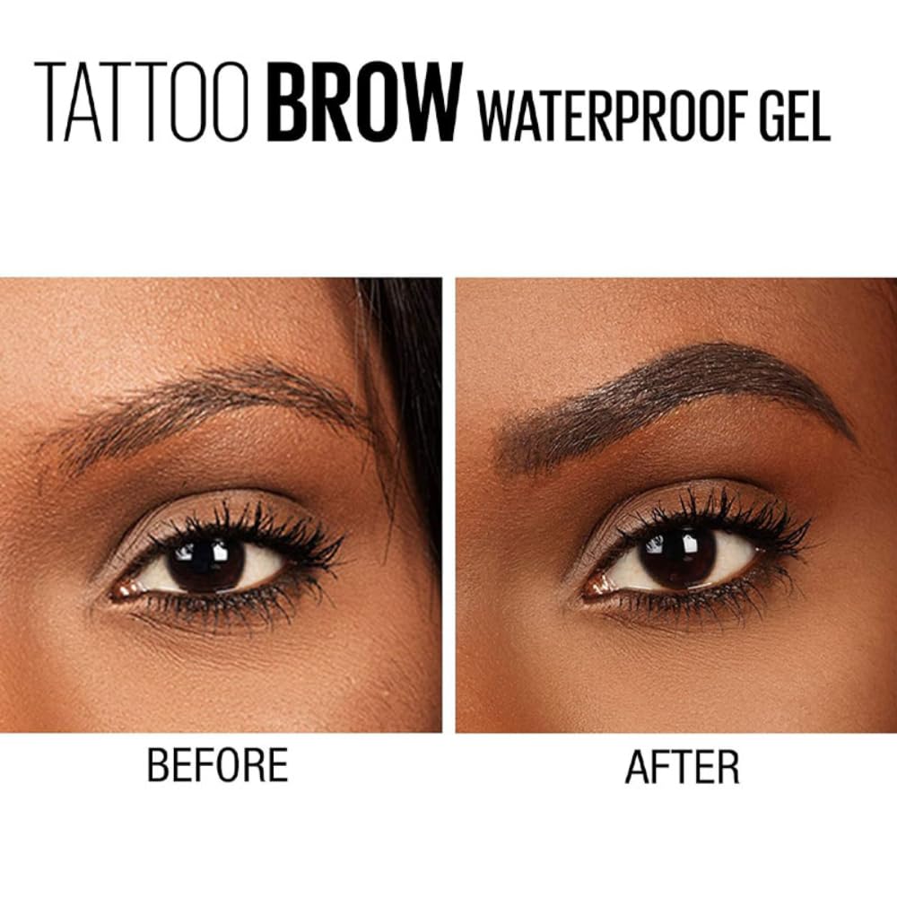 Maybelline TattooStudio Waterproof Eyebrow Gel Makeup, 264 BLACK, 1 Count