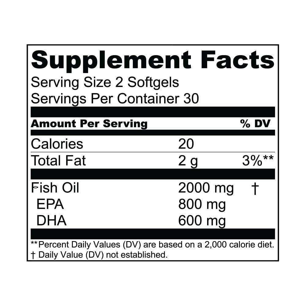 Essential Elements Omega-3 Fish Oil Supplement with EPA & DHA | Fatty Acids for Immune, Heart & Cognitive Support | 60 Softgels