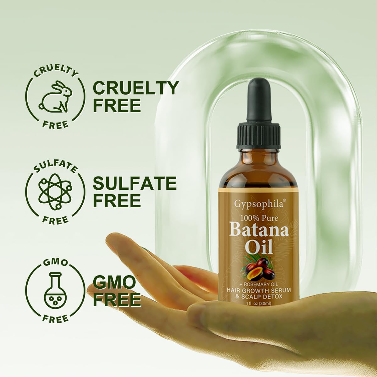 Batana Oil with Rosemary for Hair Growth -100% Pure Natural Hair Growth Oil,Nourishes The Scalp, Eliminates Split Ends, Reduce Hair Loss & Detox Your Scalp (1 Fl Oz) for All Hair Types