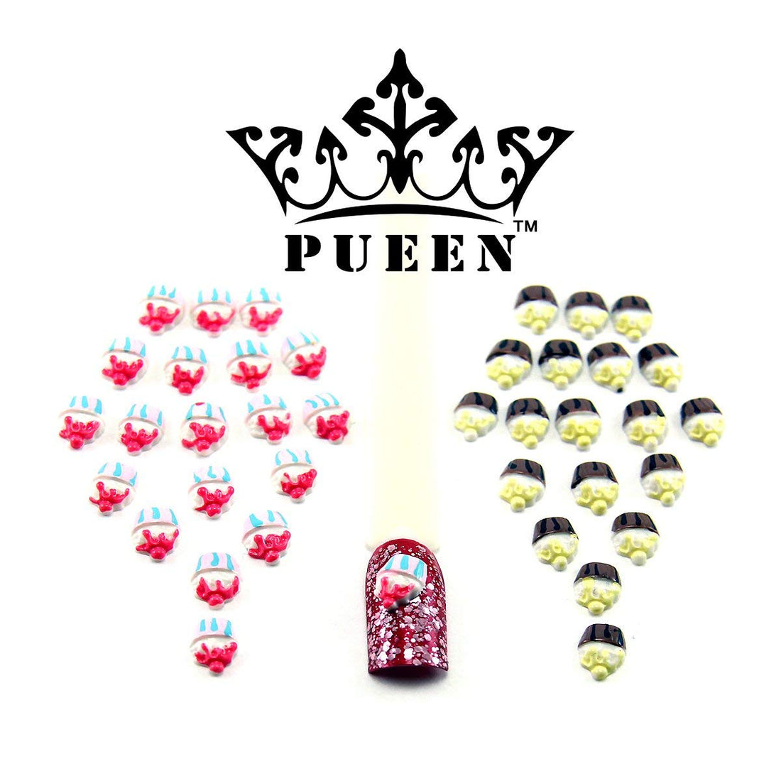 PUEEN 3D Nail Charms Wheel of 24pcs Resin & Alloy Rhinestones Nail Art Decoration Bow Flower DIY for Nails & Cell Phones-BH000348