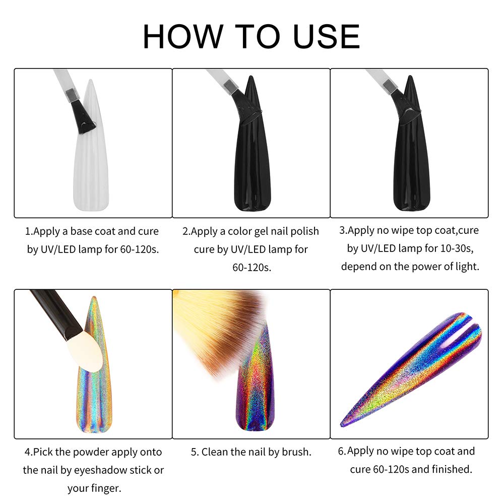 Artdone 16 Jars Chrome Nail Powder Nail Art Glitter Decoration Metallic Mirror Effect Holographic Aurora Chameleon Pigment Powder 1g/Jar Pearl for Resin Craft & Nail Art Fimo