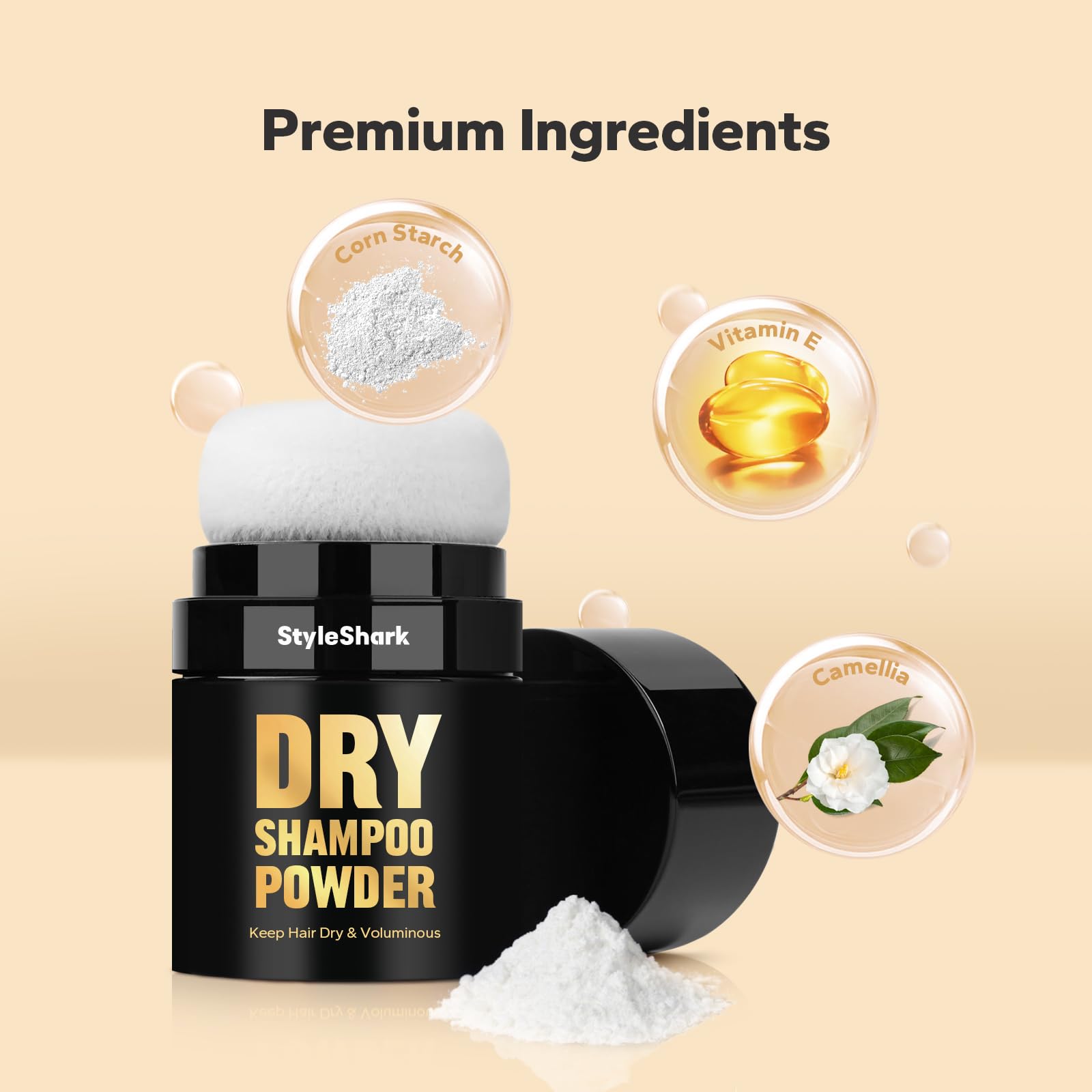 StyleShark Dry Shampoo Powder (0.29 oz), Volumizing Powder Dry Shampoo for Women & Men, Travel Size Hair Powder for Root Fuller Look, Refreshing Hair