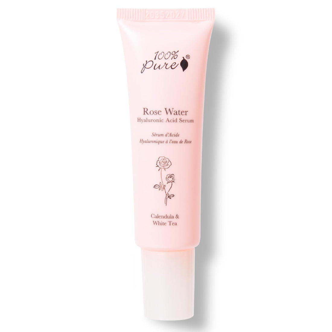 100% PURE Rose Hyaluronic Acid Facial Serum Deeply Hydrating Natural Care Soothe & Replenish Suppleness Bounce Dry, Dehydrated Skin - Vegan - 1oz