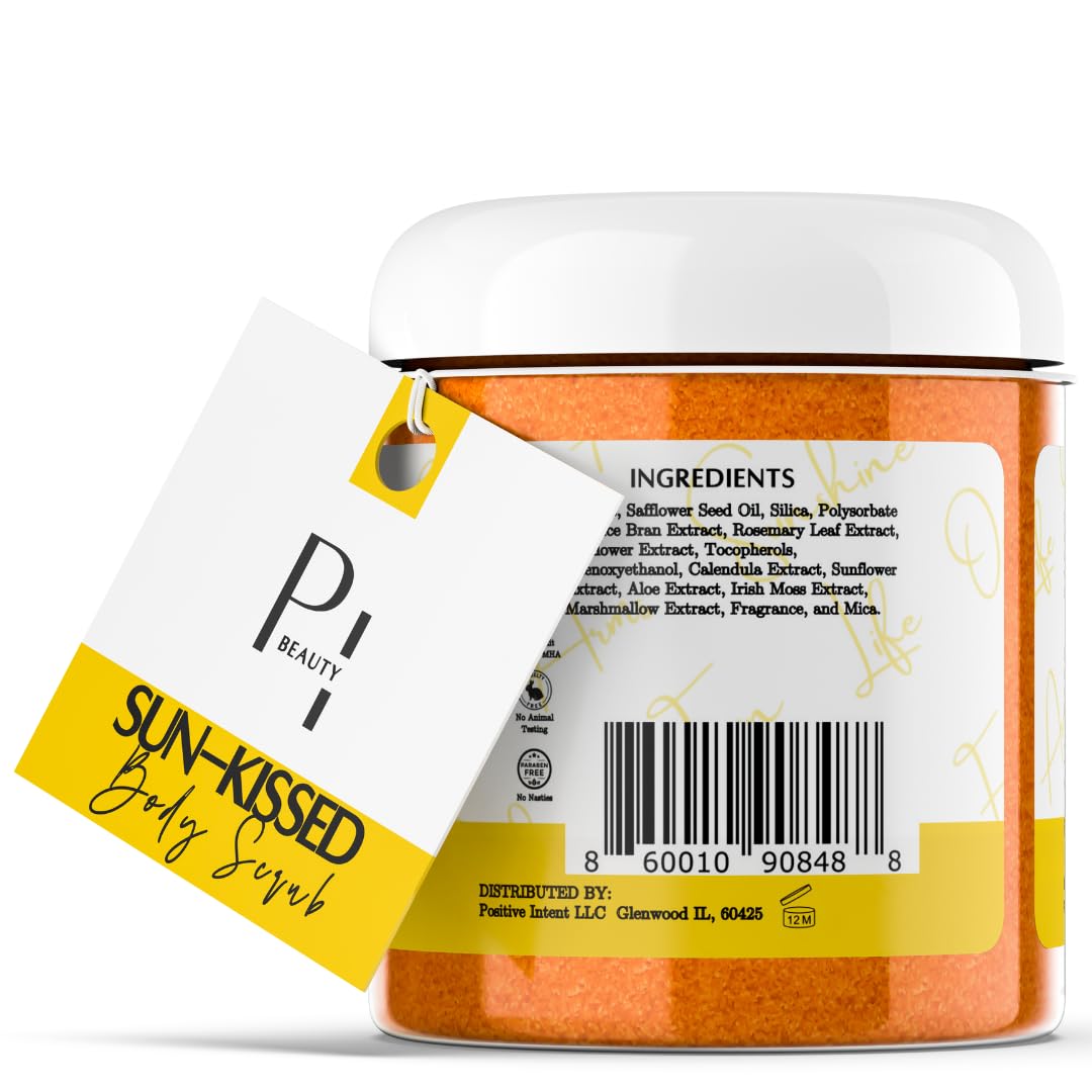 Positive Intent Beauty Aromatherapy Body Scrub for Glowing Skin, Exfoliating Sugar and Soothing Extracts to Nourish, Dull Skin 8oz (Orange)