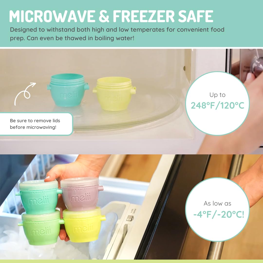 melii Snap & Go Baby Food Storage Containers with lids, Snack Containers, Freezer Safe, 4 oz - 4 Pack, Original