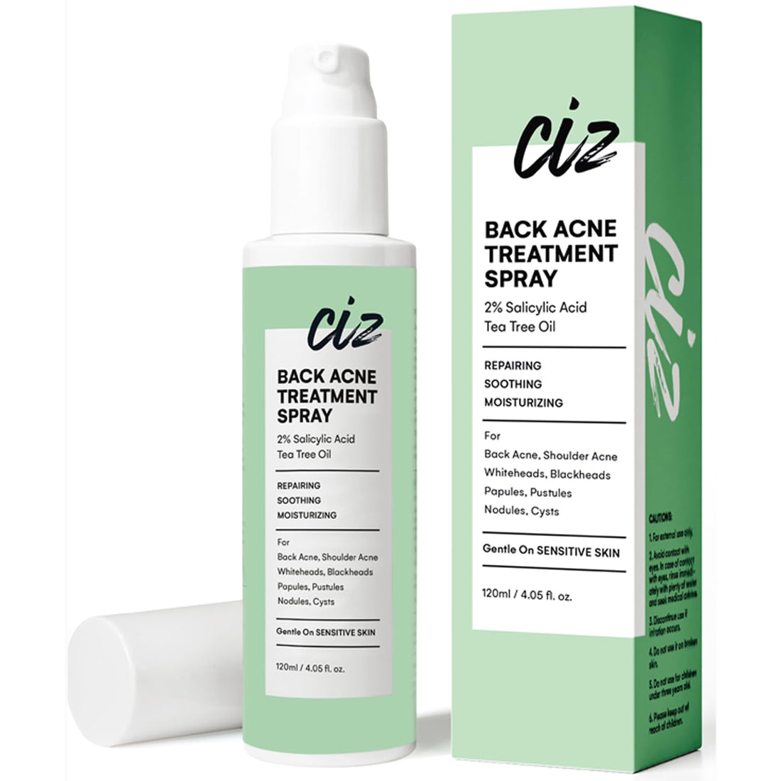 CIZ 2% Salicylic Acid Body Treatment with Herbal Formula, Tea Tree Oil For Teens, Back Acne Solution, 4.05 Ounce