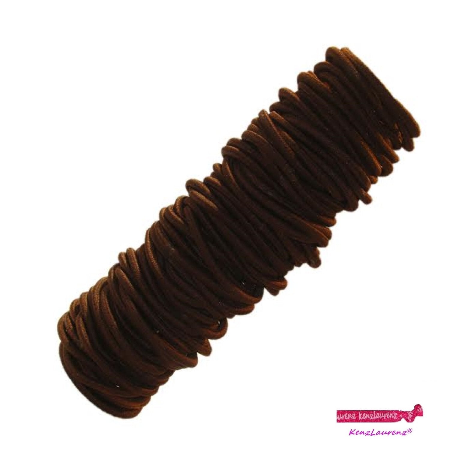 Kenz Laurenz 100 Hair Elastics Hair Ties No Crease Ouchless Ponytail Holders No Metal 4mm (100 Hair Elastics--Brown)
