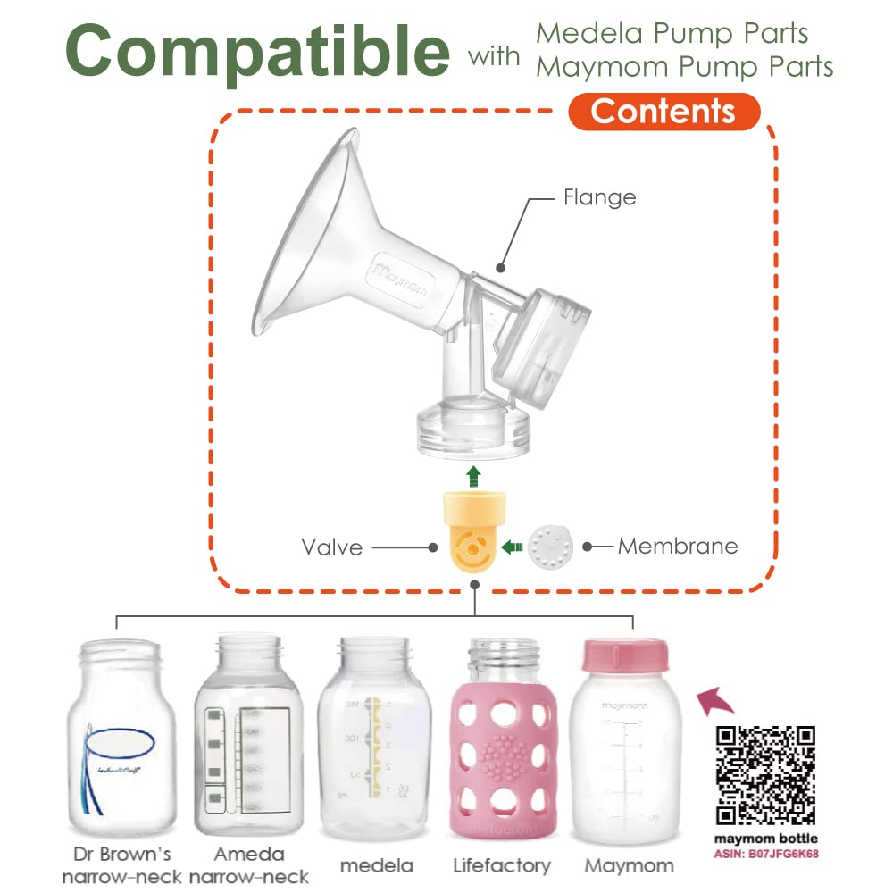 Maymom Brand 25 mm 2xOne-Piece Breastshield w/Valve and Membrane Compatible with Selected Medela Breast Pumps; Medium Shield