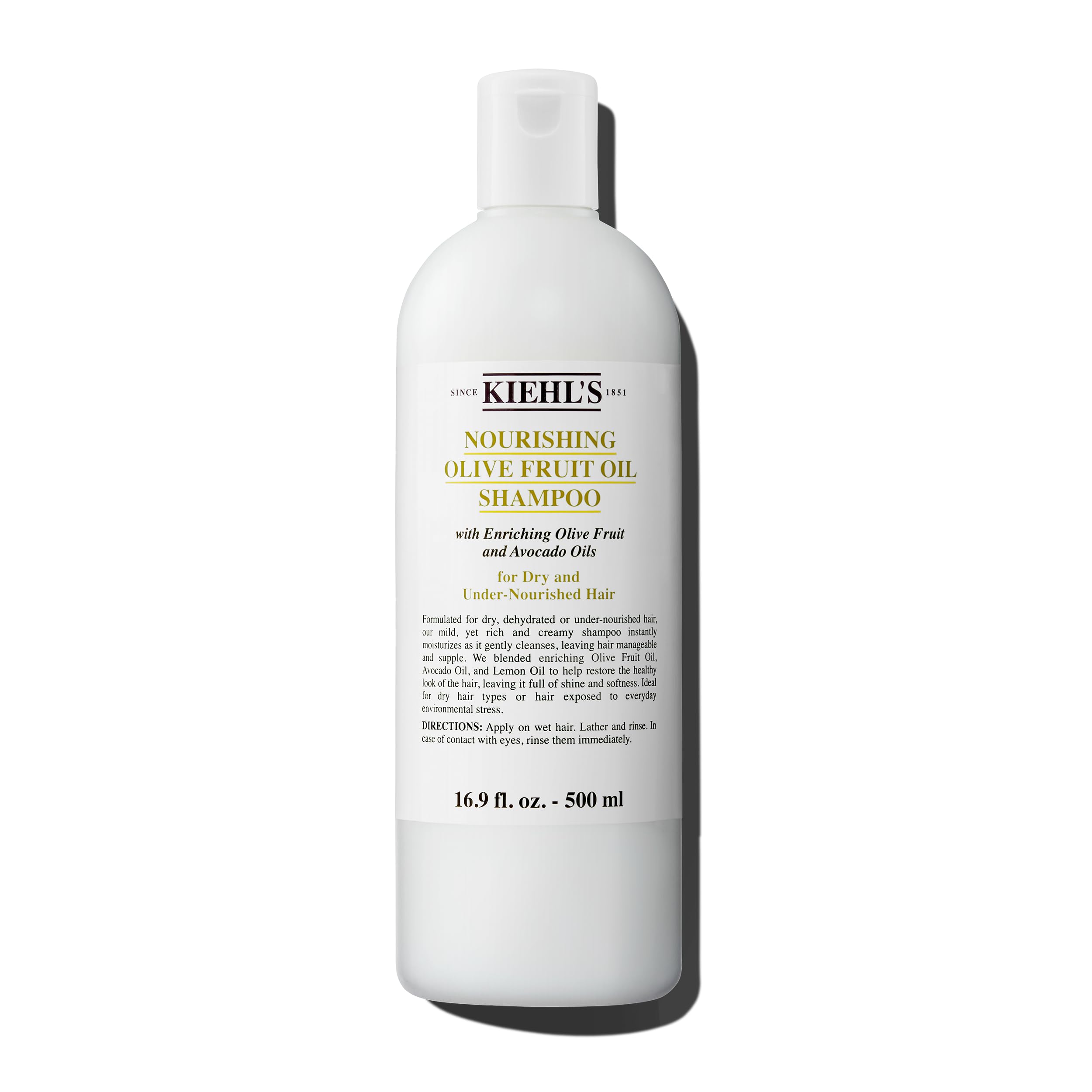 Kiehl's Nourishing Olive Fruit Oil Shampoo, Moisturizing Hair Shampoo for Dry & Damaged Hair, Leaves Hair Soft and Shiny, Restores Shine, with Avocado Oil & Lemon Oil - 16.9 fl oz