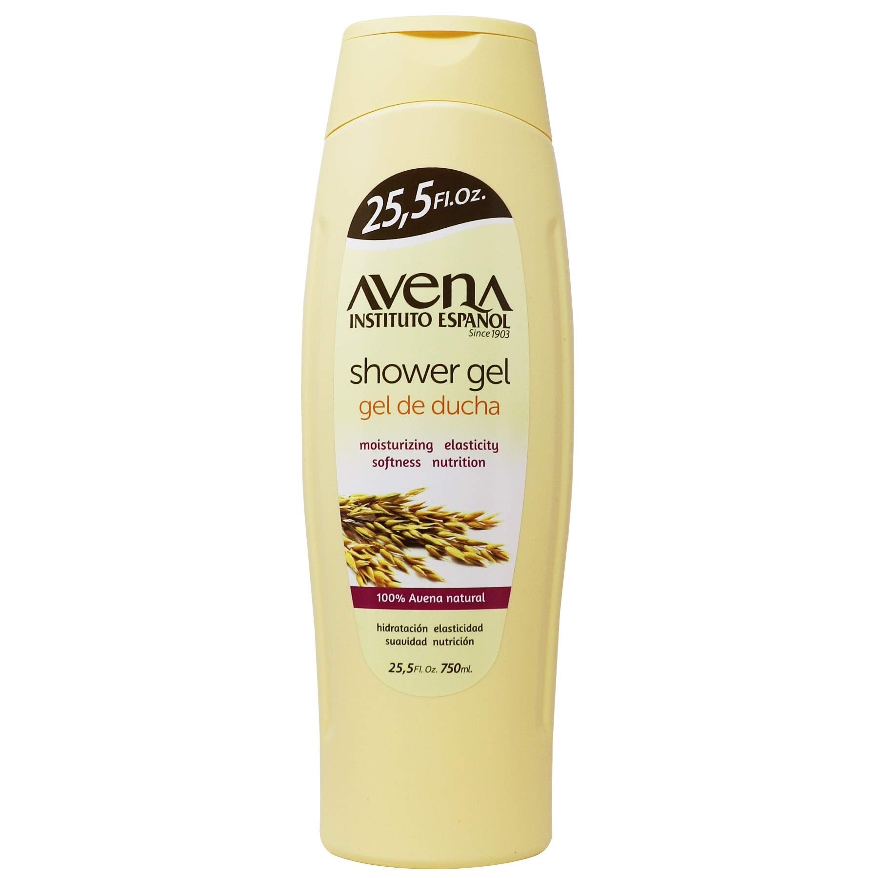 Instituto EspaÃƒ±ol Avena Shower Gel, Cleansing and Moisturizing Body Wash enriched with Oatmeal, Helps to Moisturize, Nourish and Soften your Skin, Improves Elasticity, 2-Pack of 25.5 FL Oz, Bottles