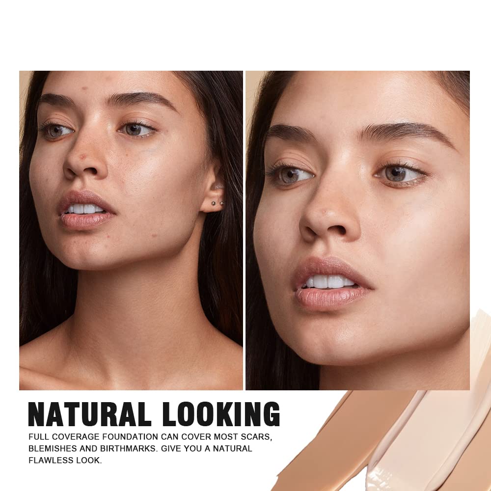 3 Pack Full Coverage Concealer Cream Makeup, Waterproof Matte Smooth Concealer Corrector for Dark Spot Under Eye Circles (3×5g/0.18Oz, #40 Natural)