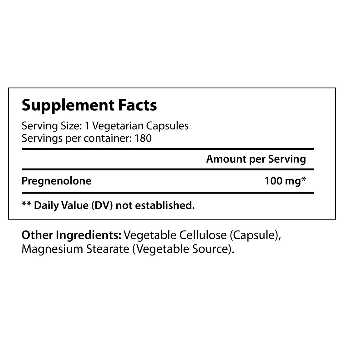 Brain & Hormone Support Pregnenolone - 180 Veggie Caps for Enhanced Memory, Focus & Vitality - Made in USA
