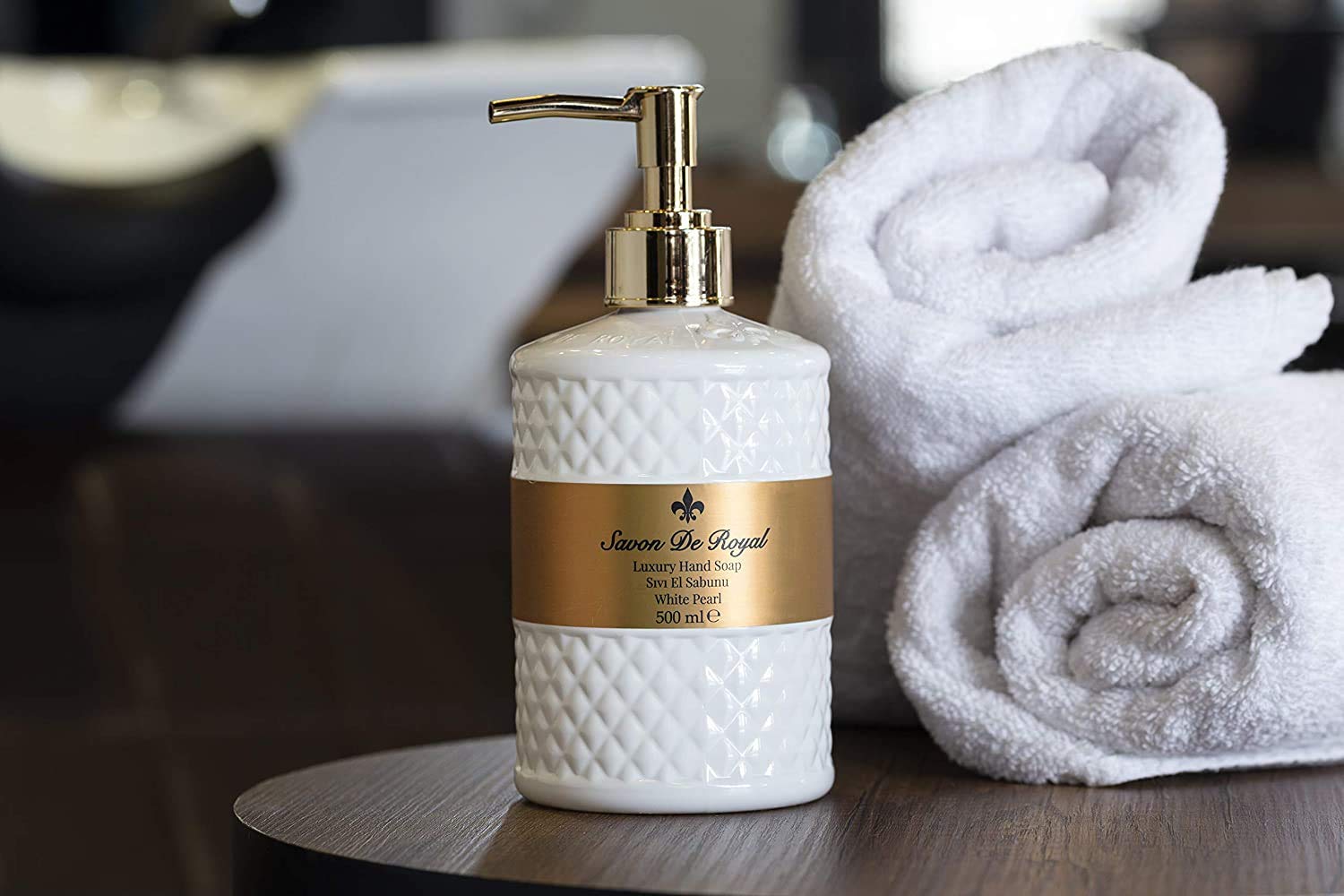 Savon De Royal White Pearl Liquid Hand Soap - Liquid Hand Wash, Multipurpose Liquid Soap in Pump Dispenser, Lily Flower Scent, 16.9 fl oz