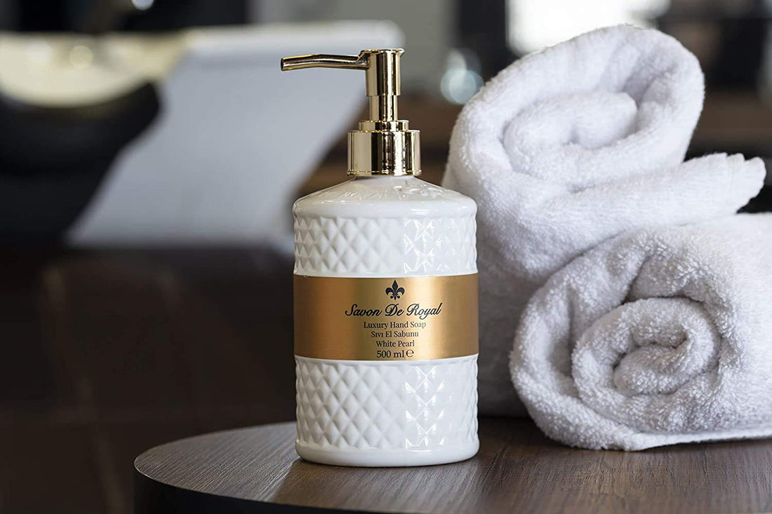 Savon De Royal White Pearl Liquid Hand Soap - Liquid Hand Wash, Multipurpose Liquid Soap in Pump Dispenser, Lily Flower Scent, 16.9 fl oz