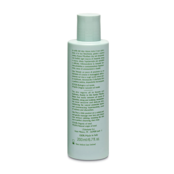L'Erbolario Delicalma Face Micellar Water - Removes Traces Of Impurities And Make-Up - Moisturizes Sensitive Skin And Soothes Irritation - With Protective And Softening Properties - 6.7 Oz Cleanser
