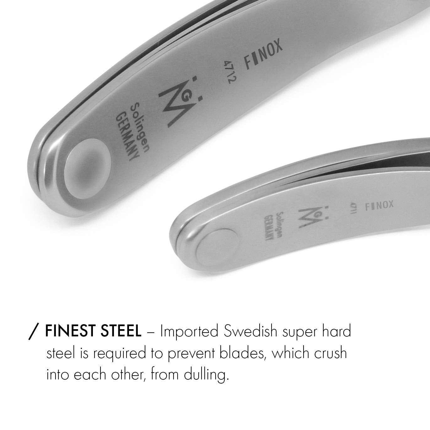FINOX Stainless Steel Nail Clipper, 6cm. Made by GERManikure in Solingen, Germany