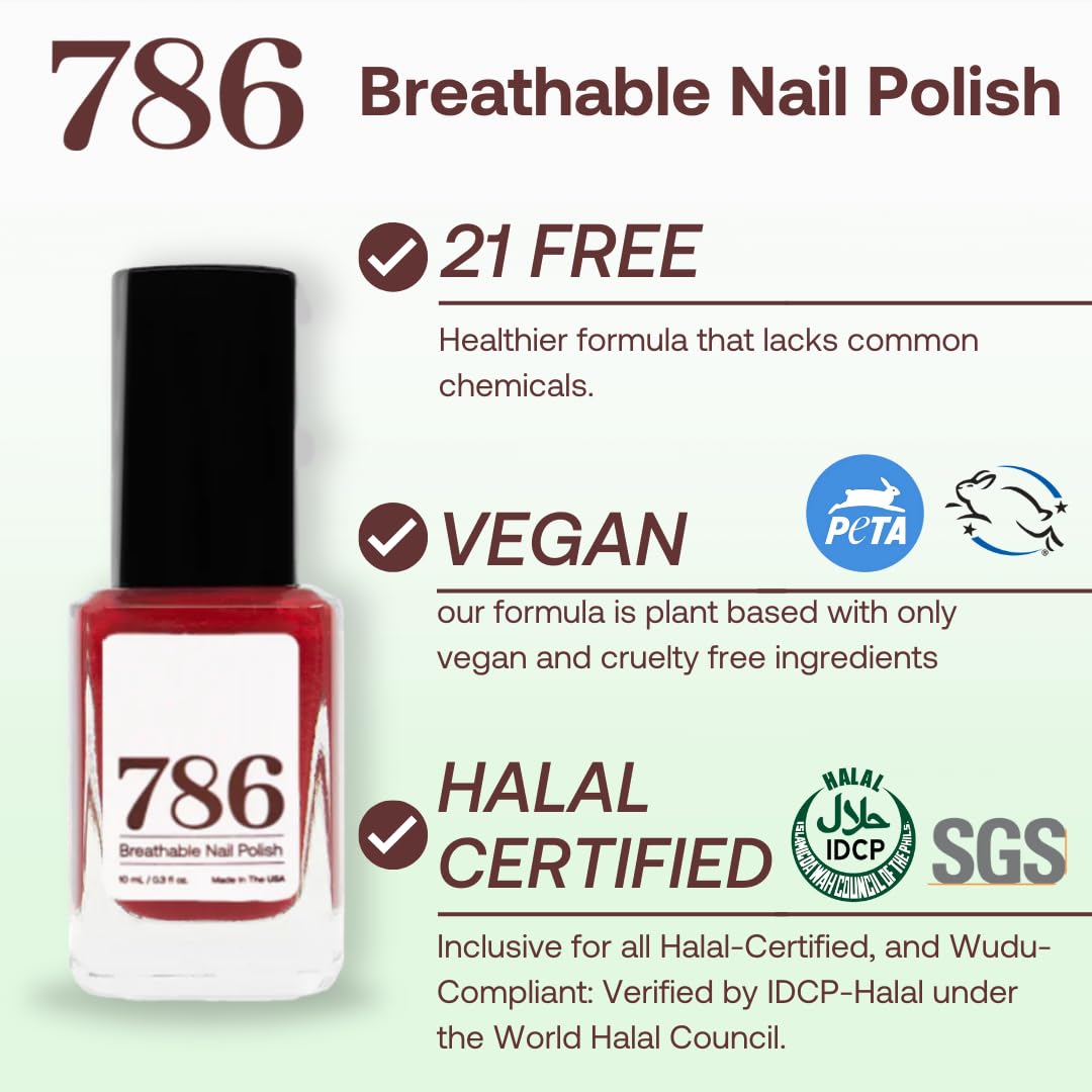 786 Cosmetics Halal Nail Polish - Wudhu Friendly - Vegan (Malé)