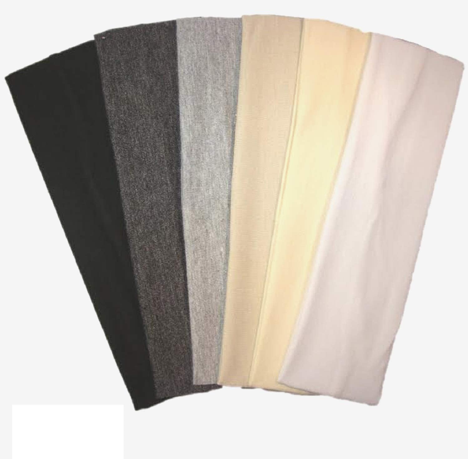 Cotton Headbands 6 Pack Stretch Elastic Yoga Soft and Stretchy Sports Fashion Headband for Teens Women Girls by Kenz Laurenz (6 pc 2 Cotton Headbands--Black Ombre)