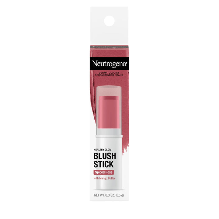 Neutrogena Healthy Glow Blush Stick, Easy to Use Lightweight Makeup, Ultra Creamy Cheek Color with Mango Butter Leaves Skin with a Natural Looking Colo, Spiced Rose, 0.3 oz